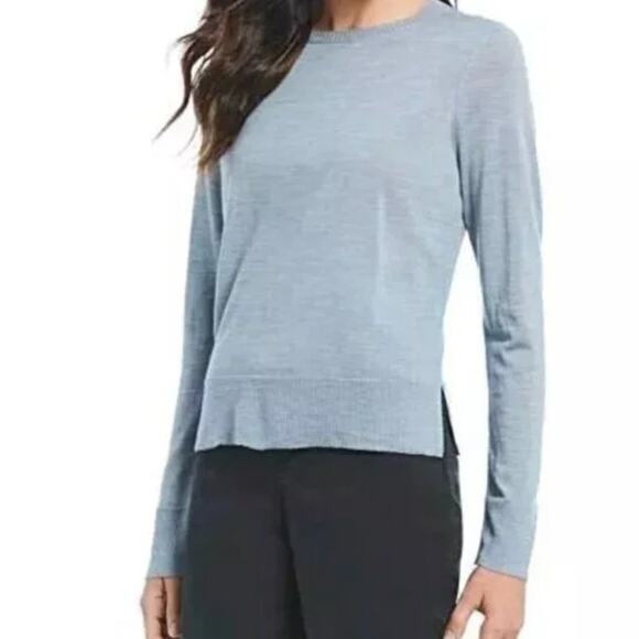 Eileen Fisher Tops - Eileen Fisher Blue Dawn Melange Ultra Fine Merino Wool Knit Top